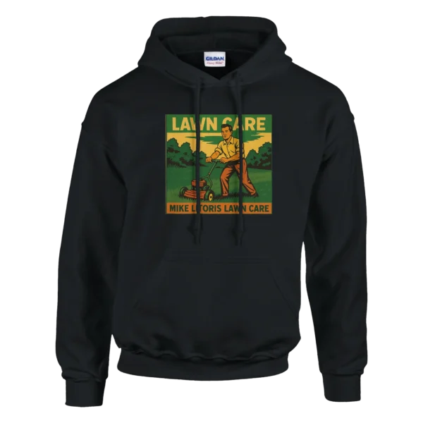 Retro Lawn Care Man Pullover Hoodie , Vintage Style and Comfort , Gildan 18500