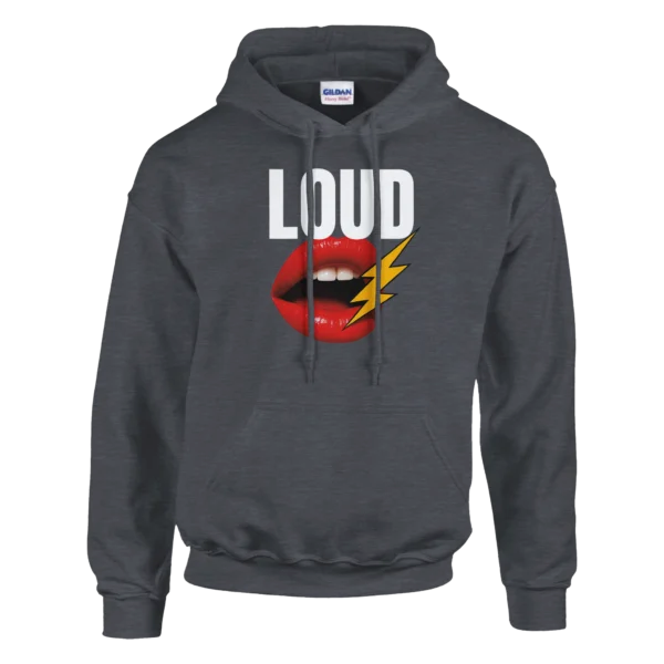 Loud and Bold Pop Art Lips Hoodie , Gildan 18500 - Make a Statement in Black or Dark Heather