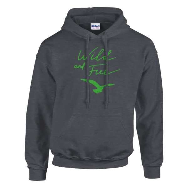 Wild and Free Green Script and Bird Hoodie , Classic Unisex Pullover Hoodie