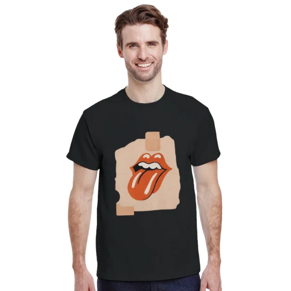 Iconic Rock and Roll Lips Heavyweight Unisex Crewneck T-shirt , Gildan 5000