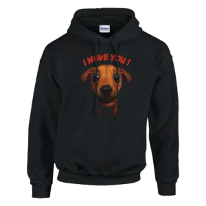 "I Wove You!" Adorable Puppy Dog Hoodie , Classic Unisex Pullover Gildan 18500