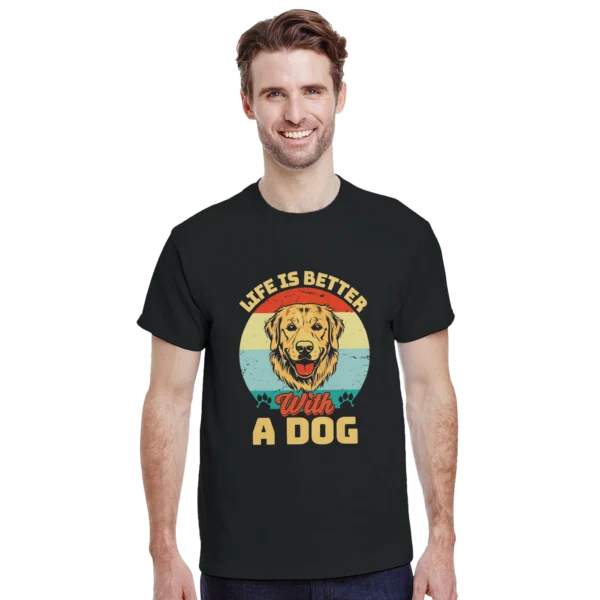 Life is Better with a Dog T-shirt , Vintage Golden Retriever Design