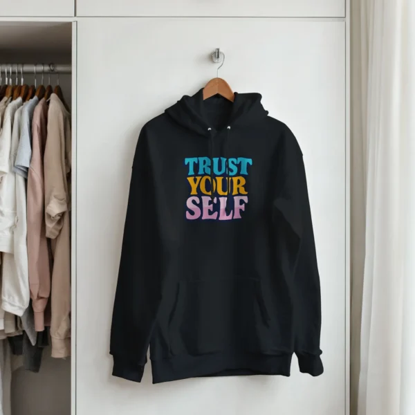Retro Empowering 'Trust Yourself' Hoodie , Unisex Heavy Blend Pullover
