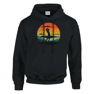 Retro Sunset Golfer Hoodie , Classic Unisex Pullover for Golf Enthusiasts