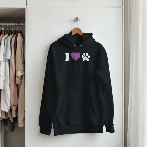 I Love My Pet Paw Print Hoodie , Show Your Furry Friend Some Love