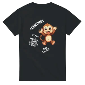 Laughing Monkey Heavyweight Unisex Crewneck T-shirt , 'I Talk to Myself' Graphic Tee