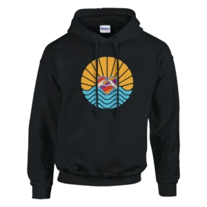 Retro Love Sunset Hoodie , Classic Unisex Pullover with Heart Hands Design , Gildan 18500