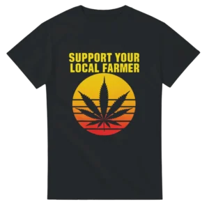 Retro Sunset "Support Your Local Farmer" Heavyweight Unisex T-shirt , Gildan 5000 in Dark Heather or Black