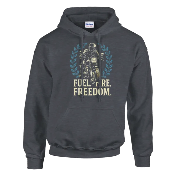 Fuel. Fire. Freedom. Motorcycle Enthusiast Unisex Hoodie , Gildan 18500