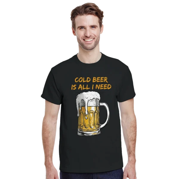 Cold Beer is All I Need! Heavyweight Unisex Crewneck T-shirt , Classic Gildan 5000