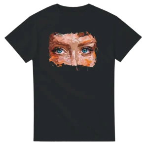 Abstract Gaze , Impasto Art Heavyweight Unisex Crewneck T-shirt in Dark Heather or Black