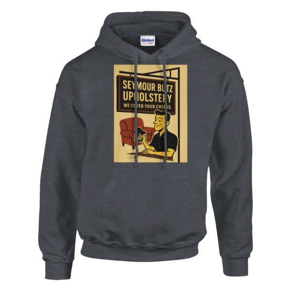 Retro Upholstery Humor Pullover Hoodie , Classic Unisex Comfort