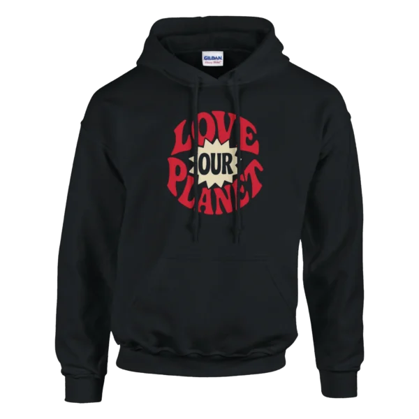 Retro "Love Our Planet" Eco-Conscious Hoodie , Classic Unisex Pullover