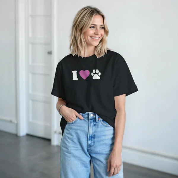I Love My Pet Heavyweight Unisex Crewneck T-shirt , Show Your Paw-some Love in Style!