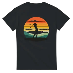 Retro Sunset Golfer Tee , Heavyweight Unisex Crewneck T-shirt in Your Choice of Classic Hues