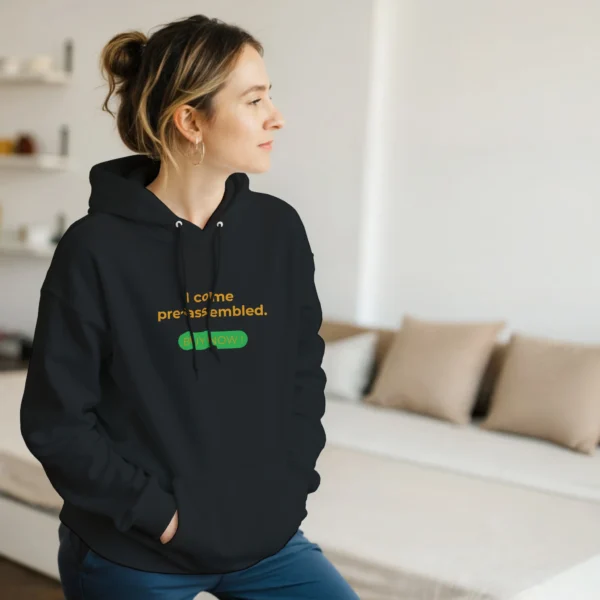 Pre-Assembled Comfort: Classic Unisex Pullover Hoodie , Gildan 18500 in Dark Heather and Black