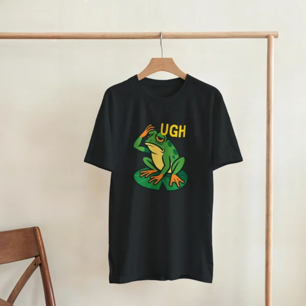 Feeling That Monday Vibe? 'Ugh' Frog Heavyweight Unisex Crewneck T-shirt in Your Choice of Bold Hues