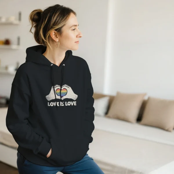 Love Is Love Pride Hoodie , Classic Unisex Pullover Hoodie , Gildan 18500