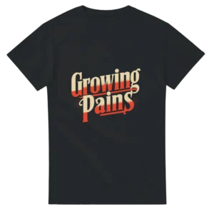 Retro 'Growing Pains' Graphic Tee , Heavyweight Unisex Crewneck T-shirt in Dark Heather or Black