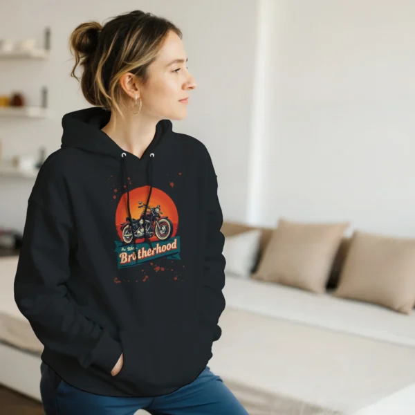The Biker Brotherhood Vintage Motorcycle Classic Unisex Pullover Hoodie , Gildan 18500