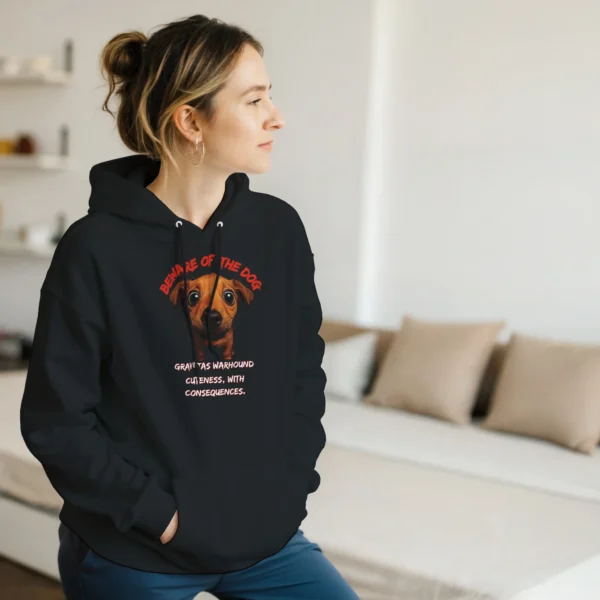 Beware of the Cute Puppy Pullover Hoodie , Gravitas Warhound Cuteness, with Consequences.