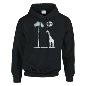 WTF? Humorous Giraffe and Red Tree Classic Unisex Pullover Hoodie , Gildan 18500
