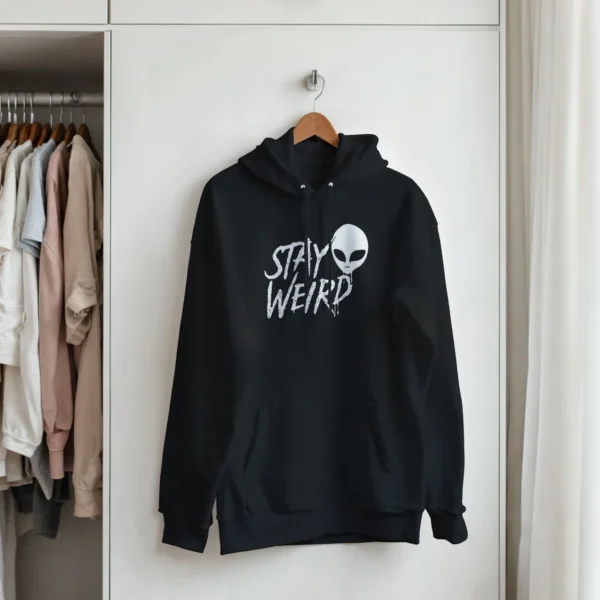 Stay Weird Alien Dripping Font Unisex Hoodie , Gildan 18500 - Embrace Your Unique Style