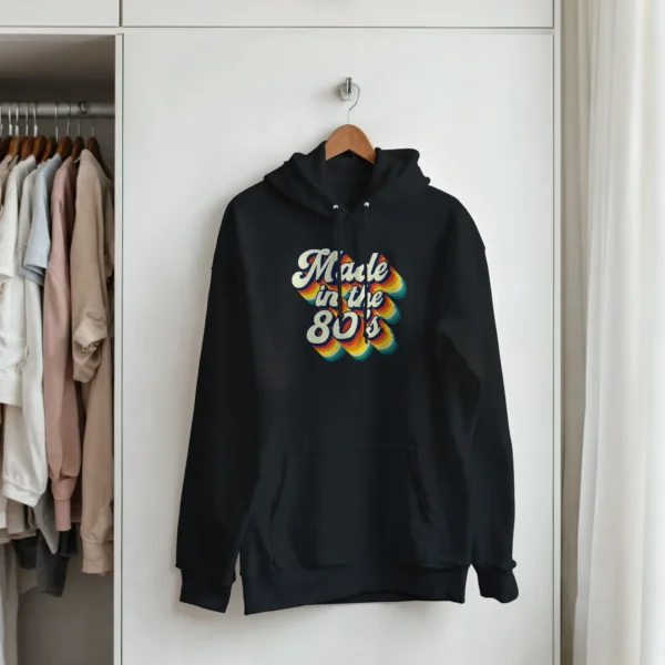 Retro 80s Vibe Unisex Pullover Hoodie , Vibrant Style and Comfort , Gildan 18500