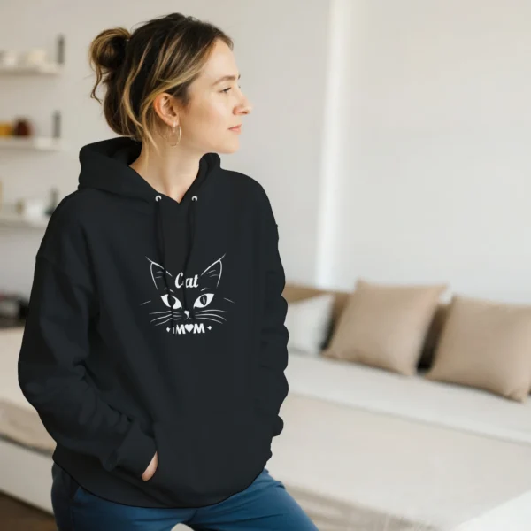 Purr-fectly Cozy Cat Mom Hoodie , Classic Unisex Pullover with Cute Kitty Design