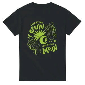 Neon 'Live by the Sun, Love by the Moon' Unisex Crewneck T-shirt , Celestial Glow Tee
