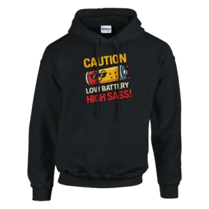 Low Battery, High Sass! Humorous Unisex Pullover Hoodie , Gildan 18500