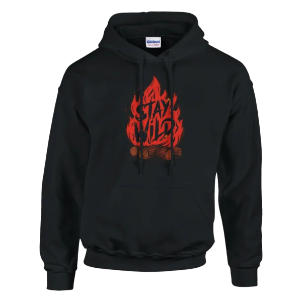 Stay Wild Campfire Hoodie , Bold Graphic Pullover for Adventurers , Classic Unisex Style