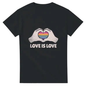 Love Is Love Pride Heart Hands Tee , Heavyweight Unisex Crewneck T-shirt in Your Choice of Colors