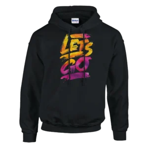 Unisex 'Let's Go' Watercolor Ombre Hoodie , Vibrant Pink and Orange Blend