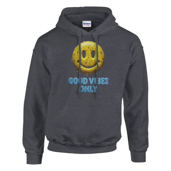 Good Vibes Only Smiley Pullover Hoodie , Classic Unisex Comfort and Style in Your Choice of Color