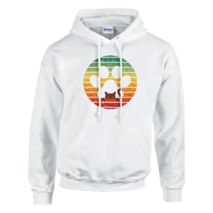 Retro Sunset Kitty Paw Print Pullover Hoodie , Classic Unisex Comfort