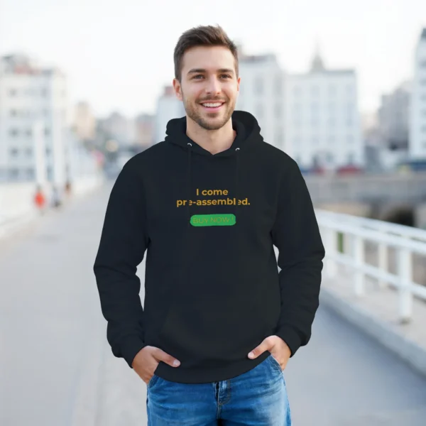 Pre-Assembled Comfort: Classic Unisex Pullover Hoodie , Gildan 18500 in Dark Heather and Black