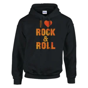 I Love Rock and Roll Retro Grunge Hoodie , Classic Unisex Pullover Sweatshirt