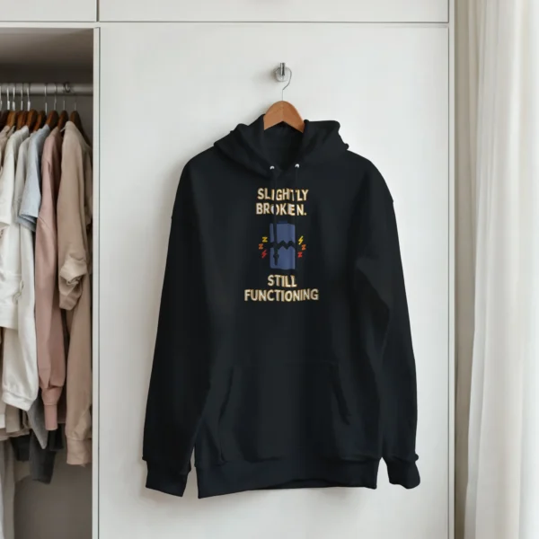 Slightly Broken Still Functioning Hoodie , Funny Battery Life Graphic Pullover