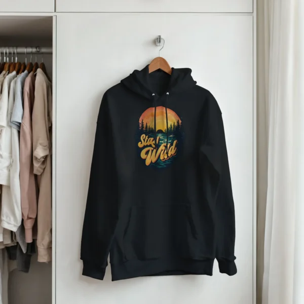 Stay Wild Retro Sunset Unisex Hoodie , Gildan 18500