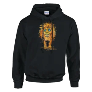 Abstract Scribble Lion Hoodie , Expressive Art Unisex Pullover