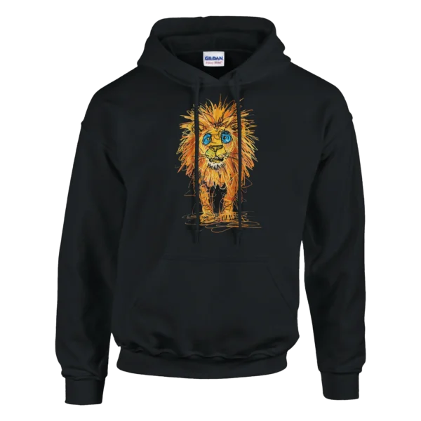 Abstract Scribble Lion Hoodie , Expressive Art Unisex Pullover