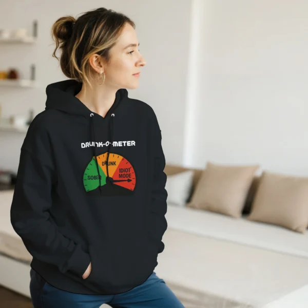 Funny Drunk-O-Meter Idiots Mode Hoodie , Classic Unisex Pullover Gildan 18500