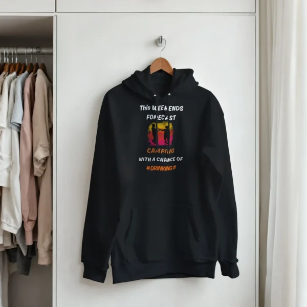 Weekend Forecast: Camping and Drinking Fun Hoodie , Classic Unisex Pullover Gildan 18500
