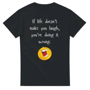 Laugh More! Funny Quote and Emoticon Heavyweight Unisex Crewneck T-shirt , Gildan 5000