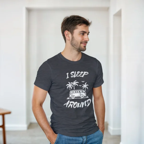 I Sleep Around - Heavyweight Unisex Crewneck T-shirt , Gildan 5000
