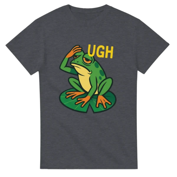 Feeling That Monday Vibe? 'Ugh' Frog Heavyweight Unisex Crewneck T-shirt in Your Choice of Bold Hues