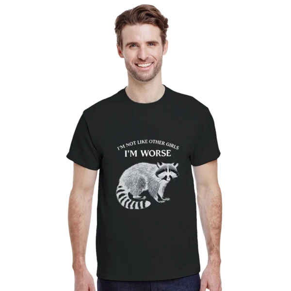 Rebellious Raccoon 'I'm Worse' T-shirt , Heavyweight Unisex Crewneck Tee in Dark Heather or Black