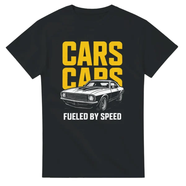 Classic Muscle Car Tee: 'Fueled by Speed' Heavyweight Unisex Crewneck T-shirt in Your Choice of Bold Hues