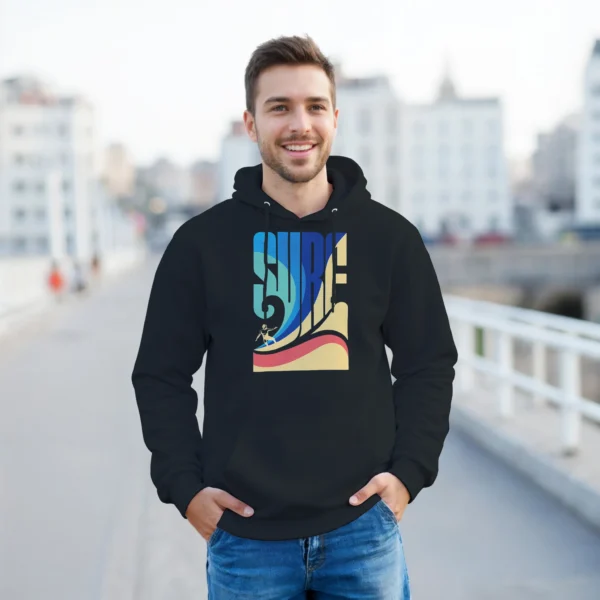 Retro Surf Vibe Pullover Hoodie , Classic Unisex Comfort and Style